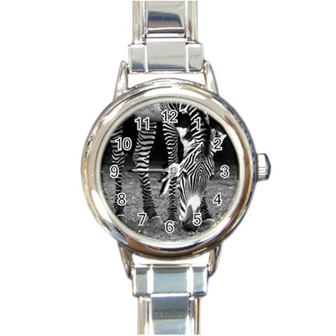 Zebra Round Italian Charm Watch from ArtsNow.com Front