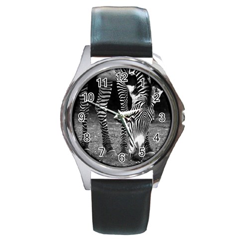 Zebra Round Metal Watch from ArtsNow.com Front