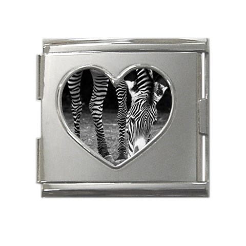 Zebra Mega Link Heart Italian Charm (18mm) from ArtsNow.com Front
