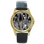 Zebra Round Gold Metal Watch