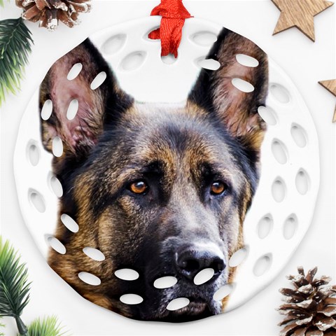 German Shepherd Dog Round Filigree Ornament (Two Sides) from ArtsNow.com Front