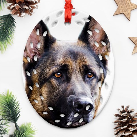 German Shepherd Dog Ornament (Oval Filigree) from ArtsNow.com Front