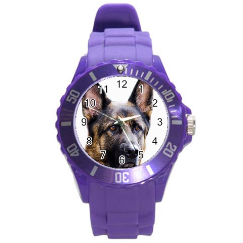 German Shepherd Dog Round Plastic Sport Watch (L) from ArtsNow.com Front