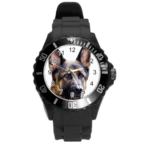 German Shepherd Dog Round Plastic Sport Watch (L) from ArtsNow.com Front
