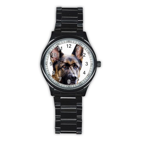 German Shepherd Dog Stainless Steel Round Watch from ArtsNow.com Front