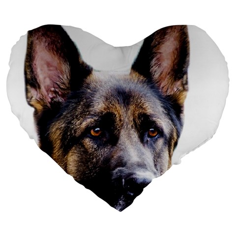 German Shepherd Dog Large 19  Premium Flano Heart Shape Cushion from ArtsNow.com Front