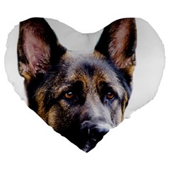 German Shepherd Dog Large 19  Premium Flano Heart Shape Cushion from ArtsNow.com Front