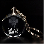 German Shepherd Dog Clover 3D Engraving Circle Key Chain