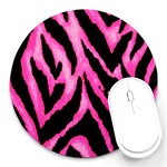 Pink Tiger Stripe Round Mousepad