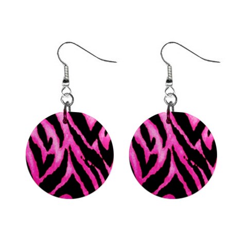 Pink Tiger Stripe 1  Button Earrings from ArtsNow.com Front