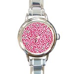 Pink Leapard Print 2 Round Italian Charm Watch