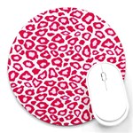 Pink Leapard Print 2 Round Mousepad