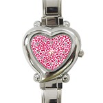 Pink Leapard Print 2 Heart Italian Charm Watch