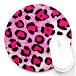 Pink Leopard Print 3 Round Mousepad