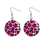 Pink Leopard Print 3 1  Button Earrings