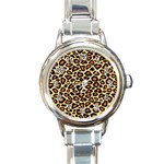 Leopard Print Round Italian Charm Watch