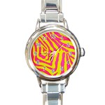 Zebra Pink 4 Round Italian Charm Watch