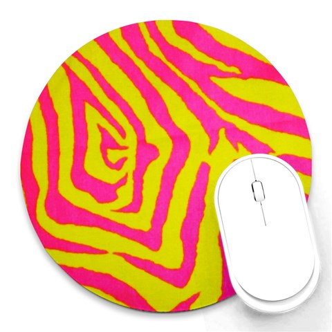 Zebra Pink 4 Round Mousepad from ArtsNow.com Front