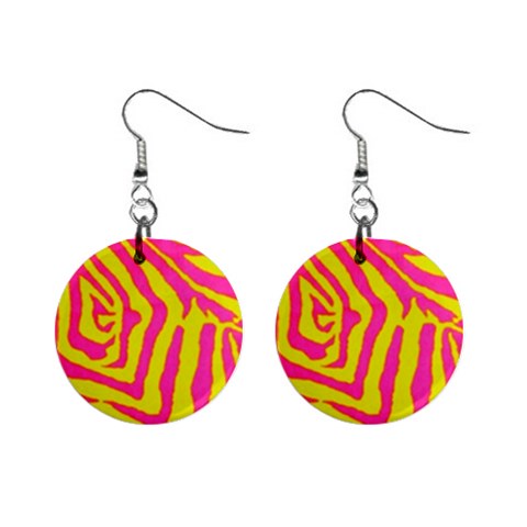 Zebra Pink 4 1  Button Earrings from ArtsNow.com Front