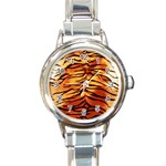 Tiger Print Round Italian Charm Watch