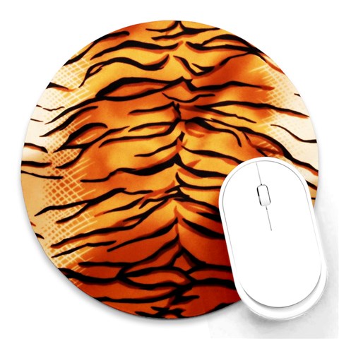 Tiger Print Round Mousepad from ArtsNow.com Front