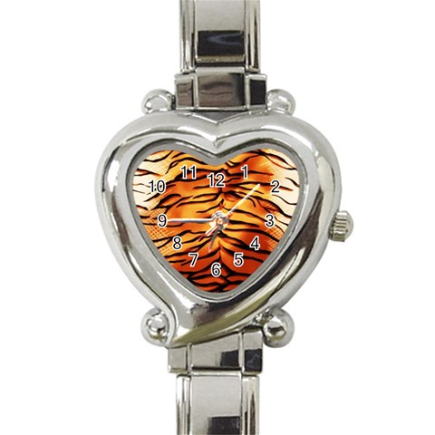 Tiger Print Heart Italian Charm Watch from ArtsNow.com Front