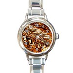 Tiger Stripe Round Italian Charm Watch