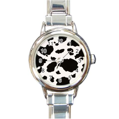 Cow Print 2 Round Italian Charm Watch from ArtsNow.com Front