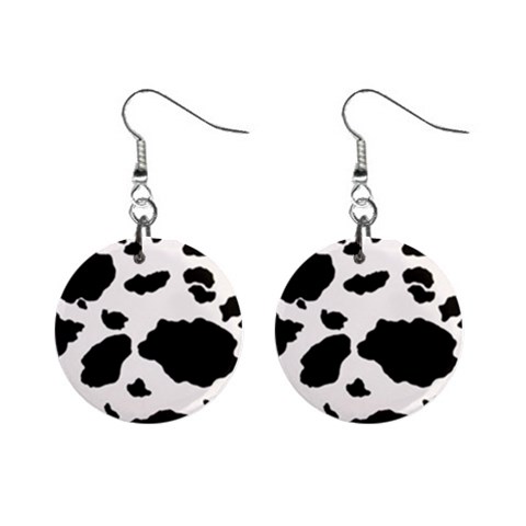 Cow Print 2 1  Button Earrings from ArtsNow.com Front