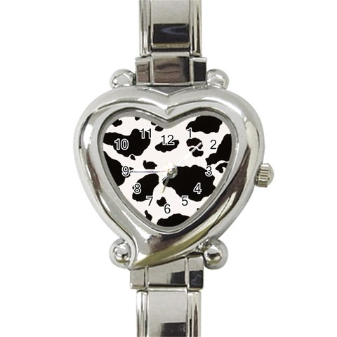 Cow Print 2 Heart Italian Charm Watch from ArtsNow.com Front