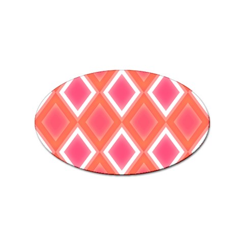 Rosy Harlequin Retro Pattern Sticker Oval (100 pack) from ArtsNow.com Front