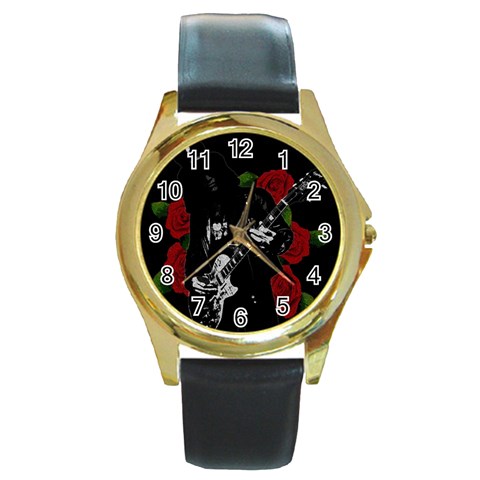 Slash Round Gold Metal Watch from ArtsNow.com Front