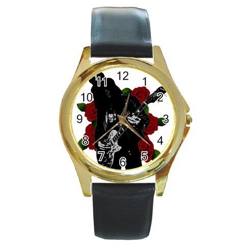 Slash Round Gold Metal Watch from ArtsNow.com Front