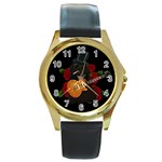 Puli dog - Slash  Round Gold Metal Watch