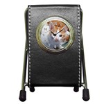 Cute Kitten 2 Pen Holder Desk Clock