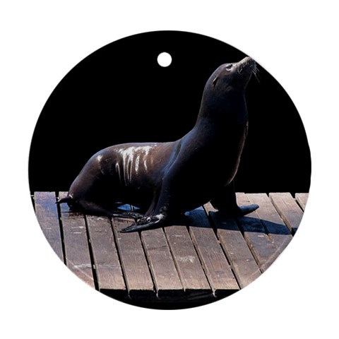 Seal on Deck Ornament (Round) from ArtsNow.com Front
