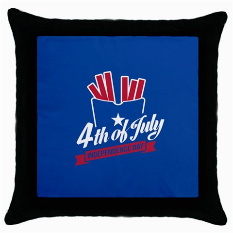 USA fries 4july Black Throw Pillow Case from ArtsNow.com Front