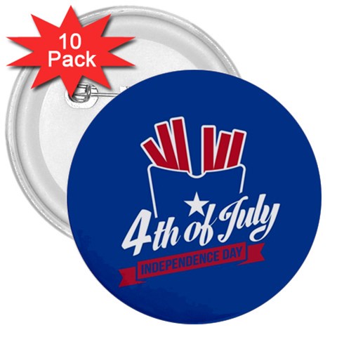 USA fries 4july 3  Button (10 pack) from ArtsNow.com Front