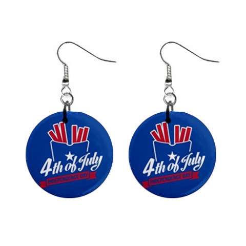 USA fries 4july Mini Button Earrings from ArtsNow.com Front