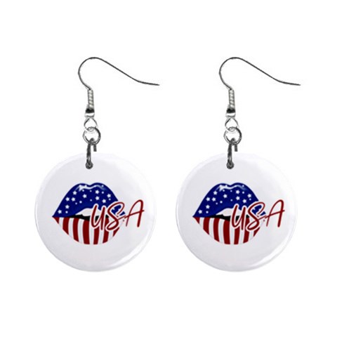 USA Lips 4july Mini Button Earrings from ArtsNow.com Front