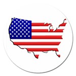 American Map Flag Magnet 5  (Round)
