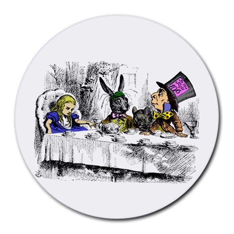 Alice In Wonderland Mad Hatter Tea Party Round Mousepad from ArtsNow.com Front