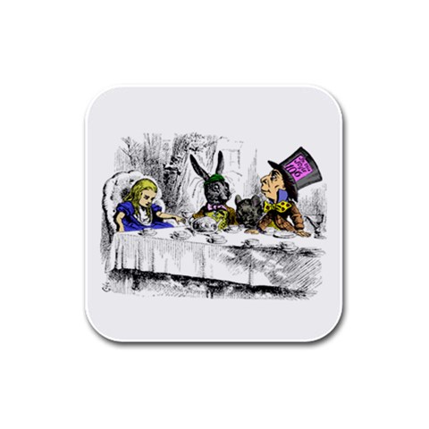 Alice In Wonderland Mad Hatter Tea Party Rubber Square Coaster (4 pack) from ArtsNow.com Front