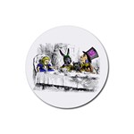 Alice In Wonderland Mad Hatter Tea Party Rubber Coaster (Round)