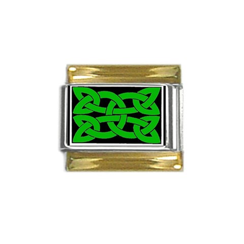 Celtic Knot_Green Gold Trim Italian Charm (9mm) from ArtsNow.com Front