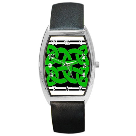 Celtic Knot_Green Barrel Style Metal Watch from ArtsNow.com Front