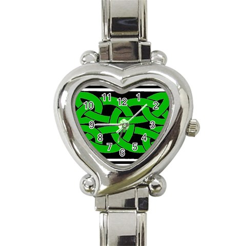 Celtic Knot_Green Heart Italian Charm Watch from ArtsNow.com Front