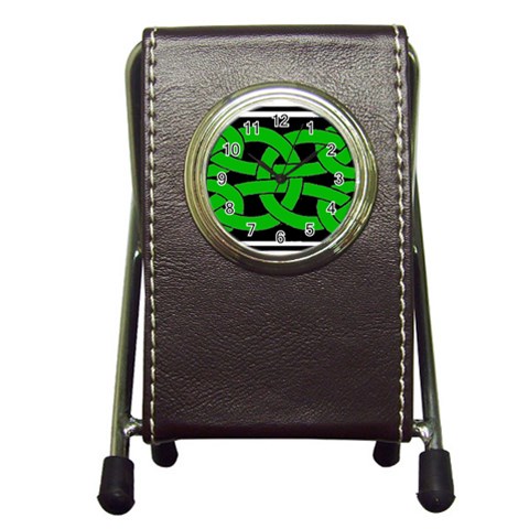 Celtic Knot_Green Pen Holder Desk Clock from ArtsNow.com Front