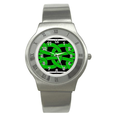 Celtic Knot_Green Stainless Steel Watch from ArtsNow.com Front