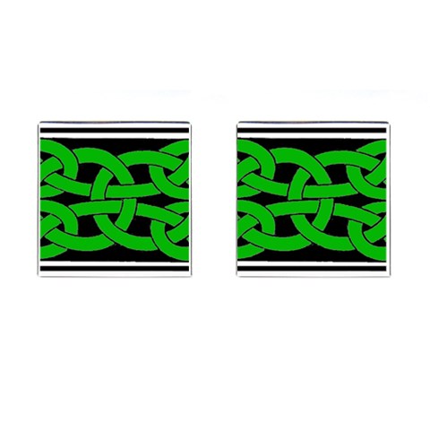 Celtic Knot_Green Cufflinks (Square) from ArtsNow.com Front(Pair)